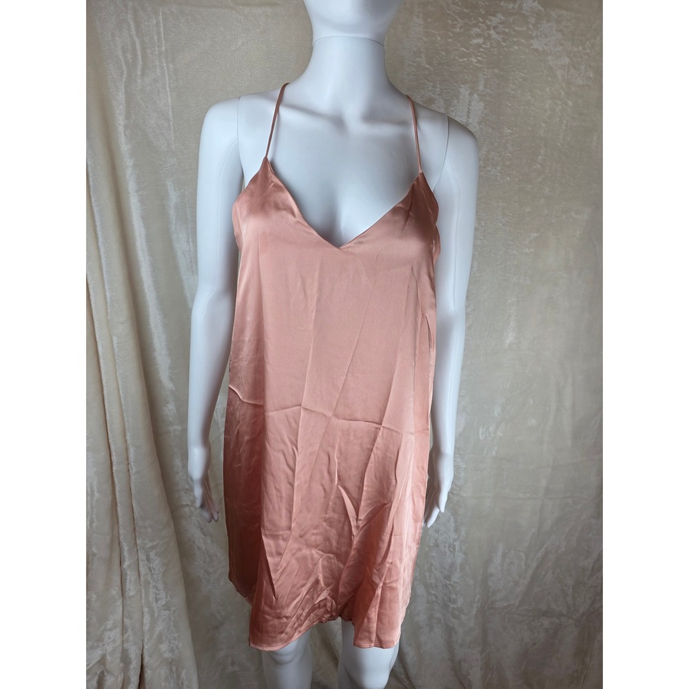 Satin Slip Dress Rose Gold Spaghetti Strap Mini